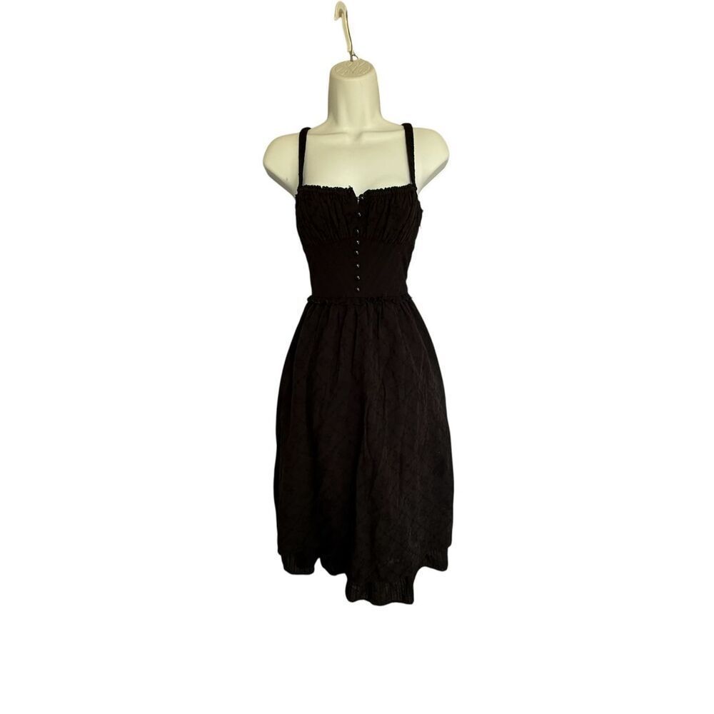 Cottagecore Goth Black Corset Dress MIDI Sweetheart Neckline Women’s Size S